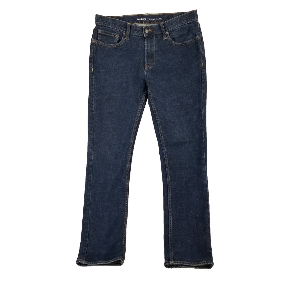 Old Navy jeans men's 33x30 skinny straight blue stretch denim pants retro preppy